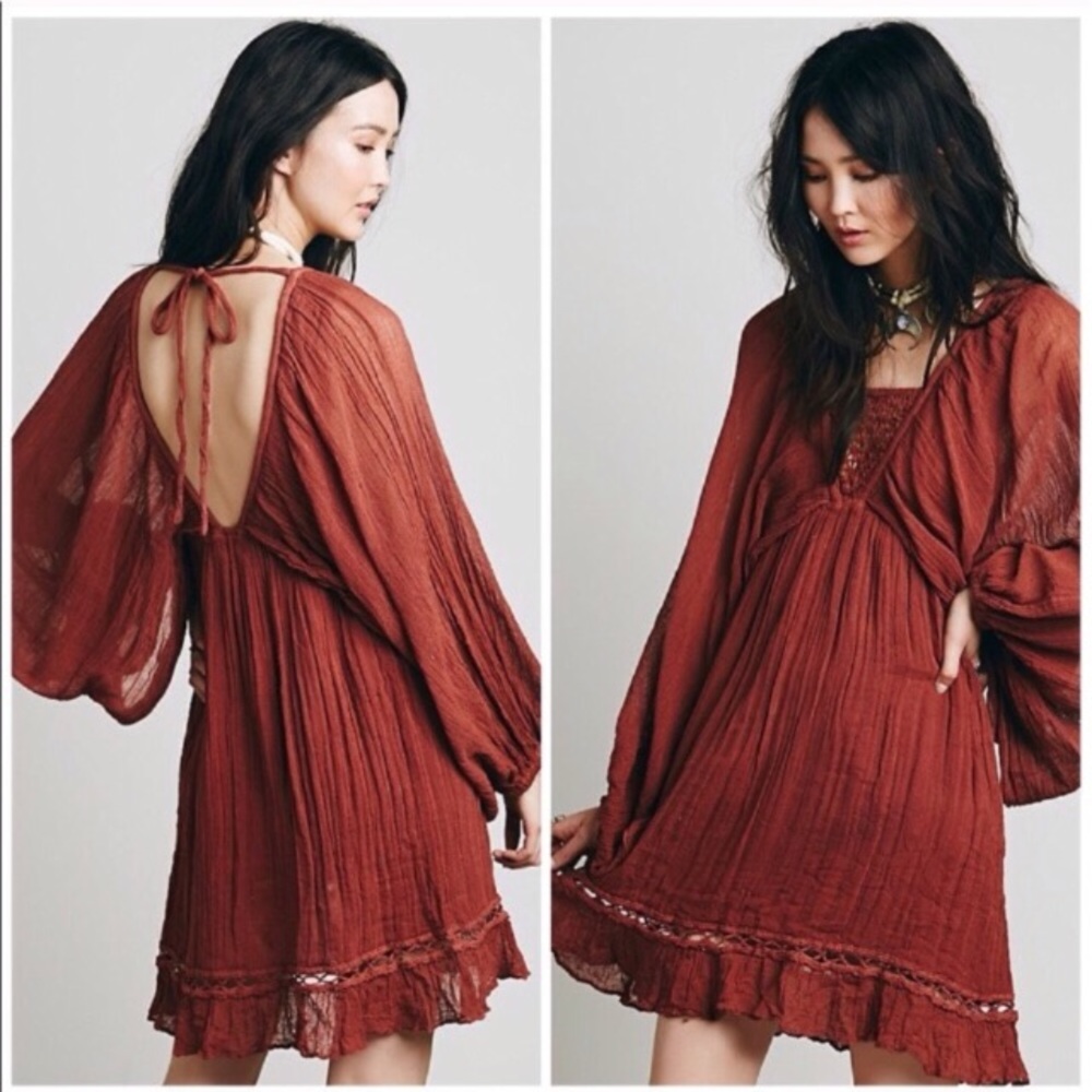 Like New FP jens Pirate Burnt Rust Gauze Dress